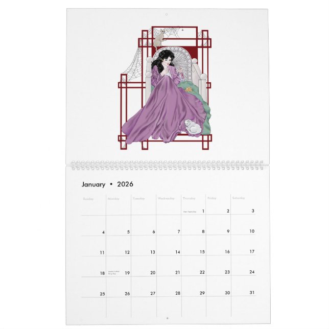 Art nouveua Calendar (Jan 2026)