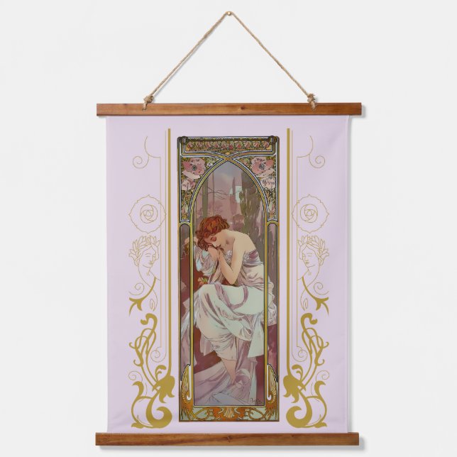 Art Noveau Alphonse Mucha Night’s Rest Hanging Tapestry (Front)