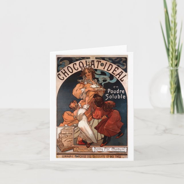 Art Noveau Chocolate Note or Greeting Card (Front)