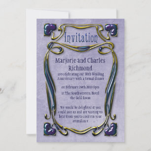 Art Noveau Gold & Blue Invitation