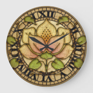 Art Noveau Water Lily Motif Large Clock