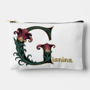 Art Nuevo Green, and Red Letter G Accessories Bag