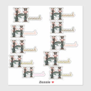 Art Nuevo Letter H Vinyl Name Stickers