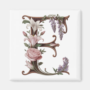 Art Nuevo Pink and Purple Letter E Magnet
