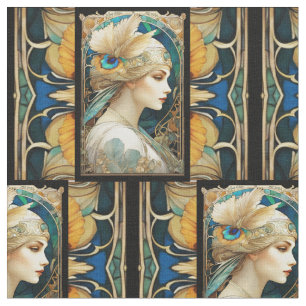 Art Nuovae Victorian Style Female Quilt Panels Fabric