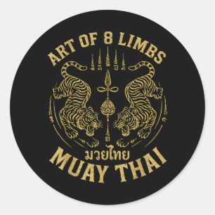 Art of 8 Limbs MMA Tiger Muay Thai Fighter Muay Classic Round Sticker