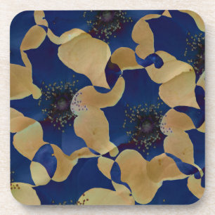 Art of beige and blue colour floral/flower pattern coaster