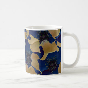 Art of beige and blue colour floral/flower pattern coffee mug