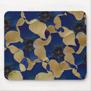 Art of beige and blue colour floral/flower pattern mouse pad