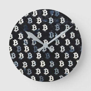 Art of Bitcoin (BW #7) oil painting Round Clock