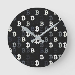 Art of Bitcoin (BW #9) oil painting Round Clock