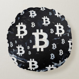 Art of Bitcoin (BW-C) oil painting Round Cushion