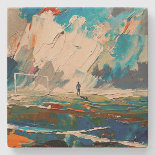 "Art of Football" (Style 2) Oil Painting Stone Coaster