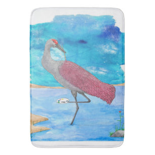 Art Of Life Series Artist Crane   Funny Flamingo Bath Mat