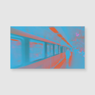 Art of Parisian woman at subway in blue orange