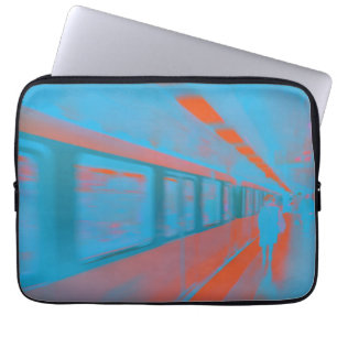 Art of Parisian woman at subway in blue orange Laptop Sleeve