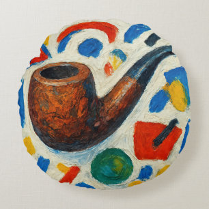 Art of Pipe (#5) Round Cushion