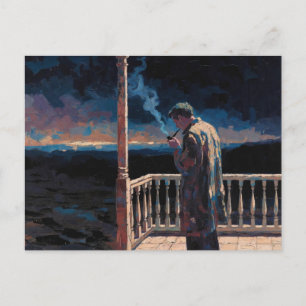 Art of Pipe (Night Time #1) oil painting Postcard