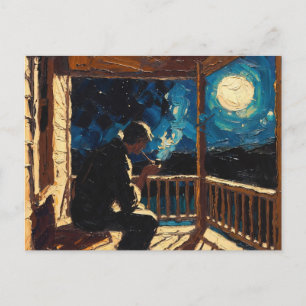 Art of Pipe (Night Time #2) oil painting Postcard
