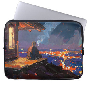 Art of Pipe (Night Time #4) oil painting Laptop Sleeve