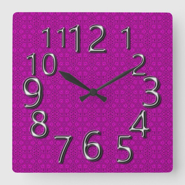 Art-Of-Time Magnificent Mauve Square  Wall Clock (Front)