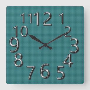 Art-Of-Time-Summer-Teal-Check-Dilver Square Wall Clock