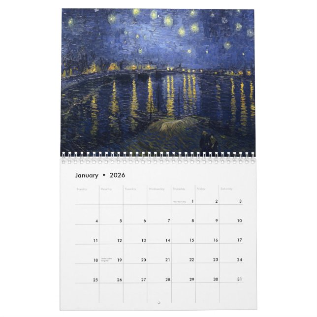 Art of Van Gogh Calendar (Jan 2026)