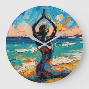 Art of Yoga (#1) oil painting Large Clock