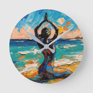 Art of Yoga (#1) oil painting Round Clock