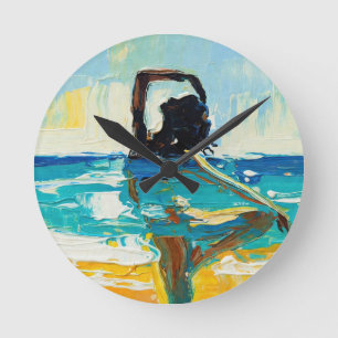 Art of Yoga (#2) oil painting Round Clock