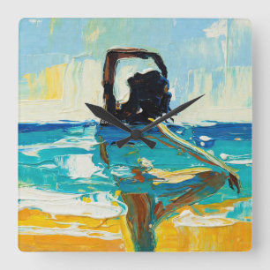 Art of Yoga (#2) oil painting Square Wall Clock