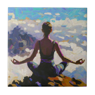 Art of Yoga: Balanced Beauty (Oil Painting No. 5) Ceramic Tile