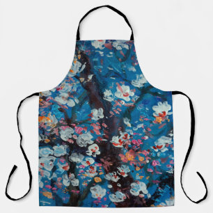 Art oil painting, cherry blossom flower, abstract, apron