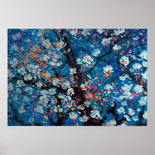 Art oil painting, cherry blossom flower, abstract, poster