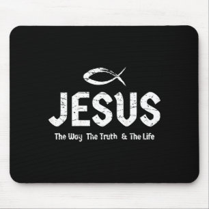 (art On Back) Bible John 14_6 Jesus Way Truth Life Mouse Pad