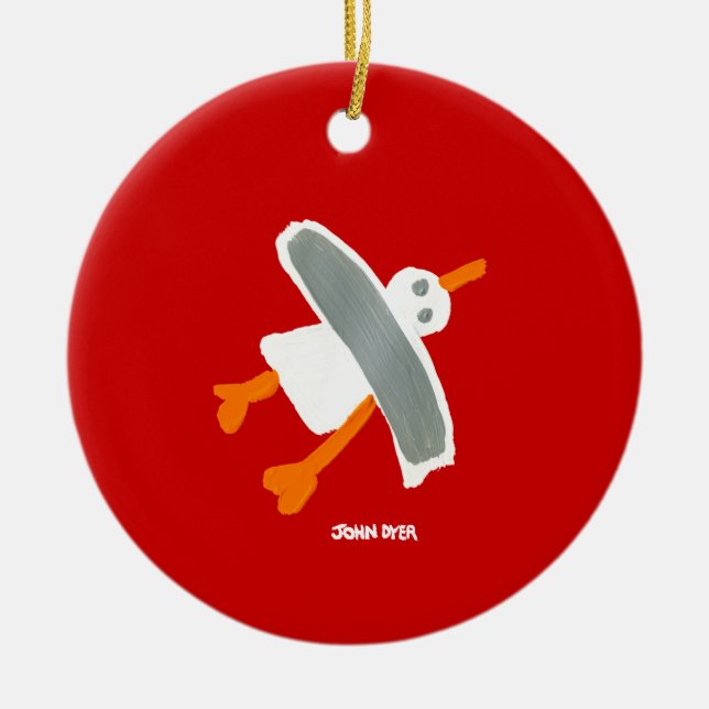 Art Ornament: John Dyer Seagull Ceramic Ornament (Front)