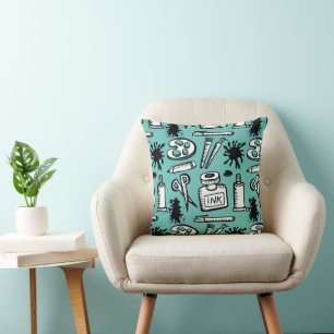 Art Paint Brushes and Objects Pattern Cushion