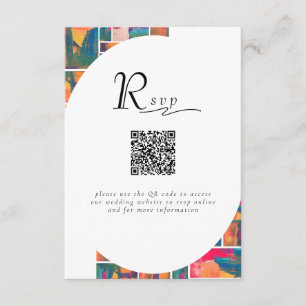 Art Paint Colourful Modern Abstract QR Code Weddin Enclosure Card