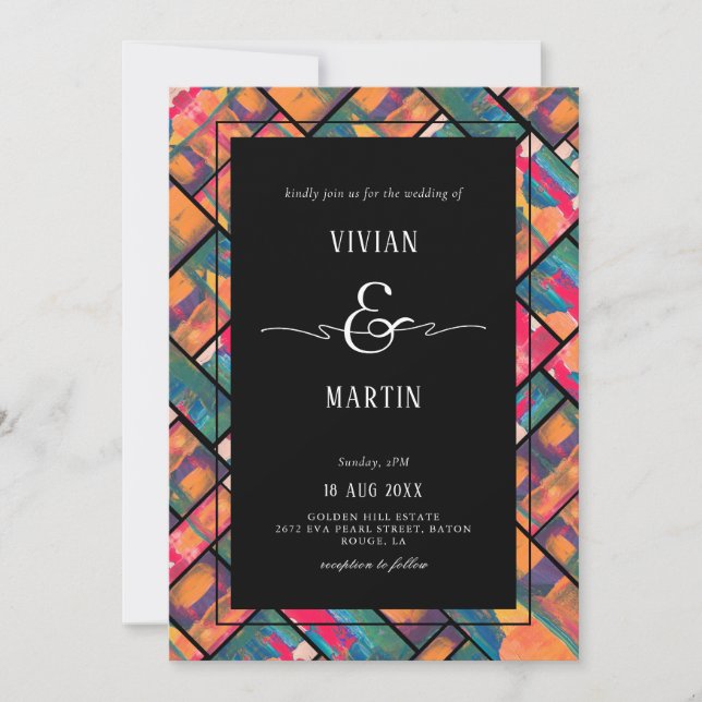 Art Paint Colourful Modern Abstract Wedding Invitation (Front)