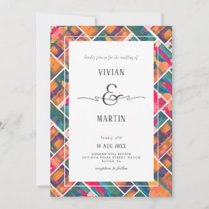 Art Paint Colourful Modern Abstract Wedding Invitation