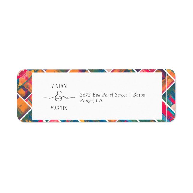 Art Paint Colourful Modern Wedding Return Address Label (Front)