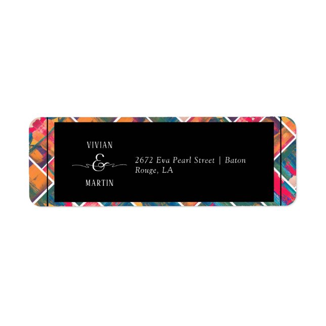 Art Paint Colourful Modern Wedding Return Address Label (Front)