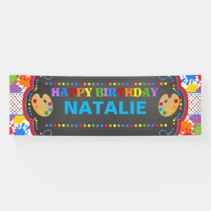 Art Paint Happy Birthday Personalised Banner