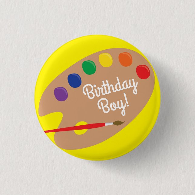 Art Paint Palette Cute 1st Birthday Party 3 Cm Round Badge (Front)