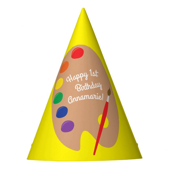 Art Paint Palette Cute 1st Birthday Party Party Hat (Front)