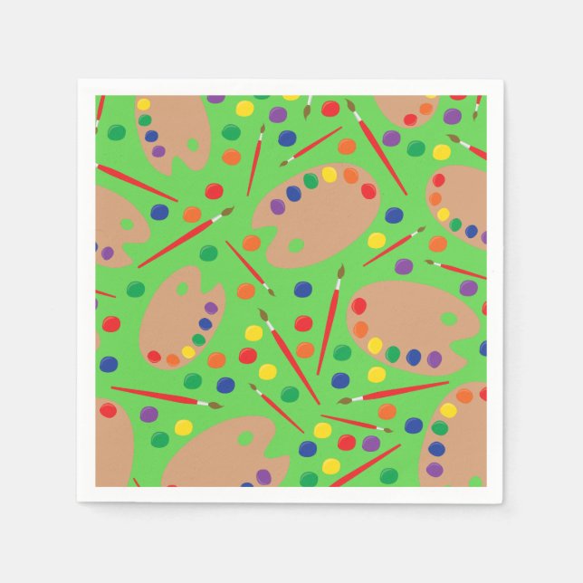 Art Paint Palette Cute Kid's Birthday Party Napkin (Front)