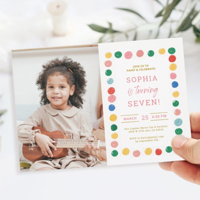 Art Painting 7th Birthday Party Photo Invitation (Creator Uploaded)