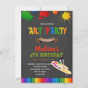 Art painting birthday party invitation