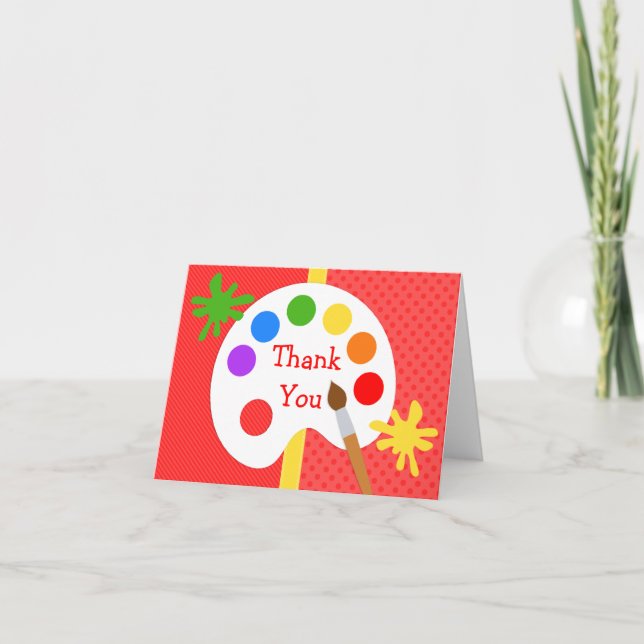 Art Painting Birthday Party Thank You Card (Front)