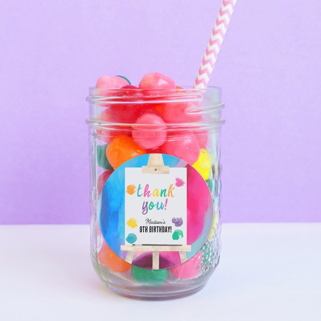 Art Painting Craft Artist Paint Birthday Thank You Classic Round Sticker (Art Painting Craft Artist Paint Birthday Thank Yo Classic Round Sticker)